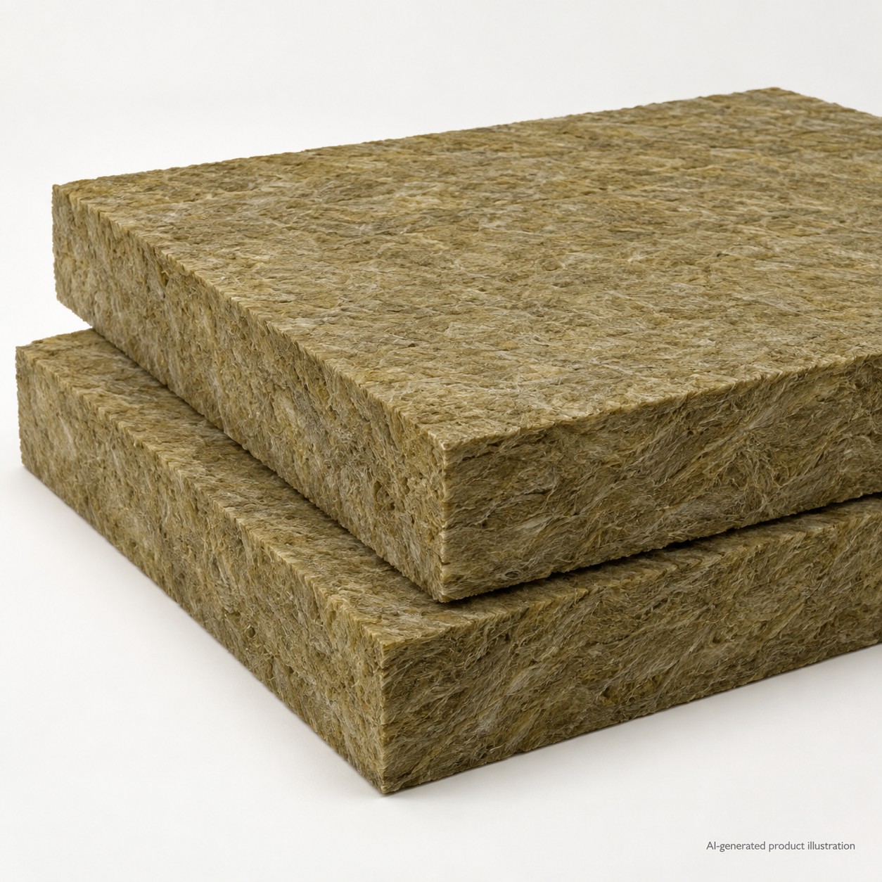 AI illustration of unfaced rock wool insulation boards showing their fibrous texture